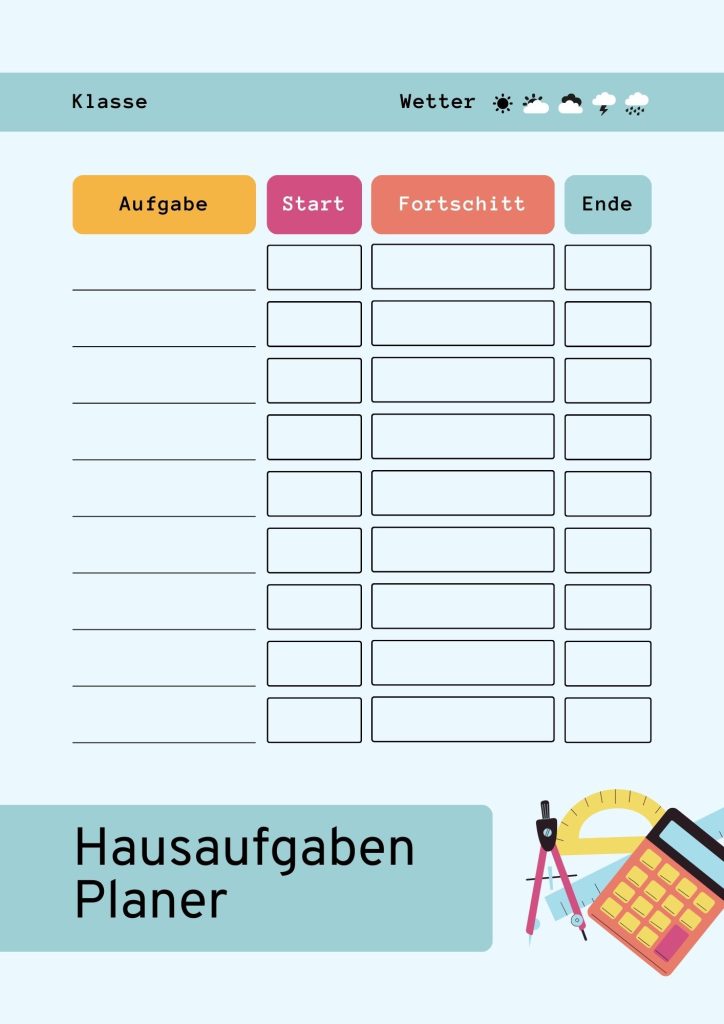 Planer zur Hilfe bei Aufgaben
