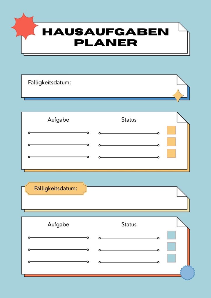 Planer zur Hausaufgaben Hilfe